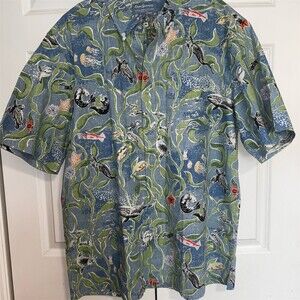 Reyn Spooner Aloha Shirt Men's 2XL Monterey Bay Marine Life Print